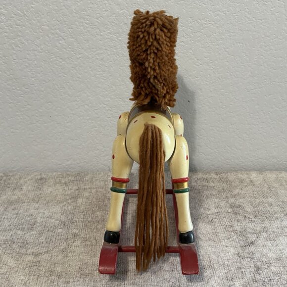Vintage Hand Painted Wooden Rocking Horse Christmas Figurine Folk Art Decor - Picture 5 of 11